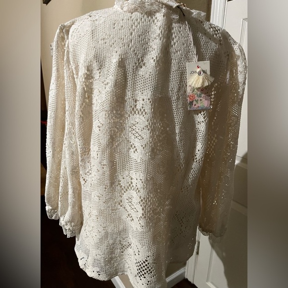 JOHNNY WAS The Classic Betty Blouse Floral Pattern Lace w Cami Cream New W Tags - Picture 6 of 14